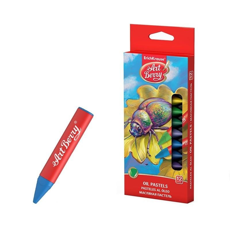 Creioane pe baza de ulei, set 12 culori pastel, invelis ergonomic, ErichKrause - imagine 4